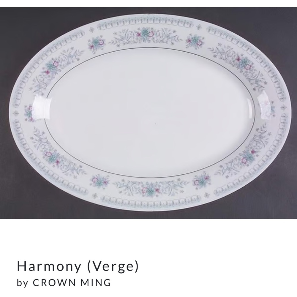 Harmony Verge Oval Platter - White and Gray